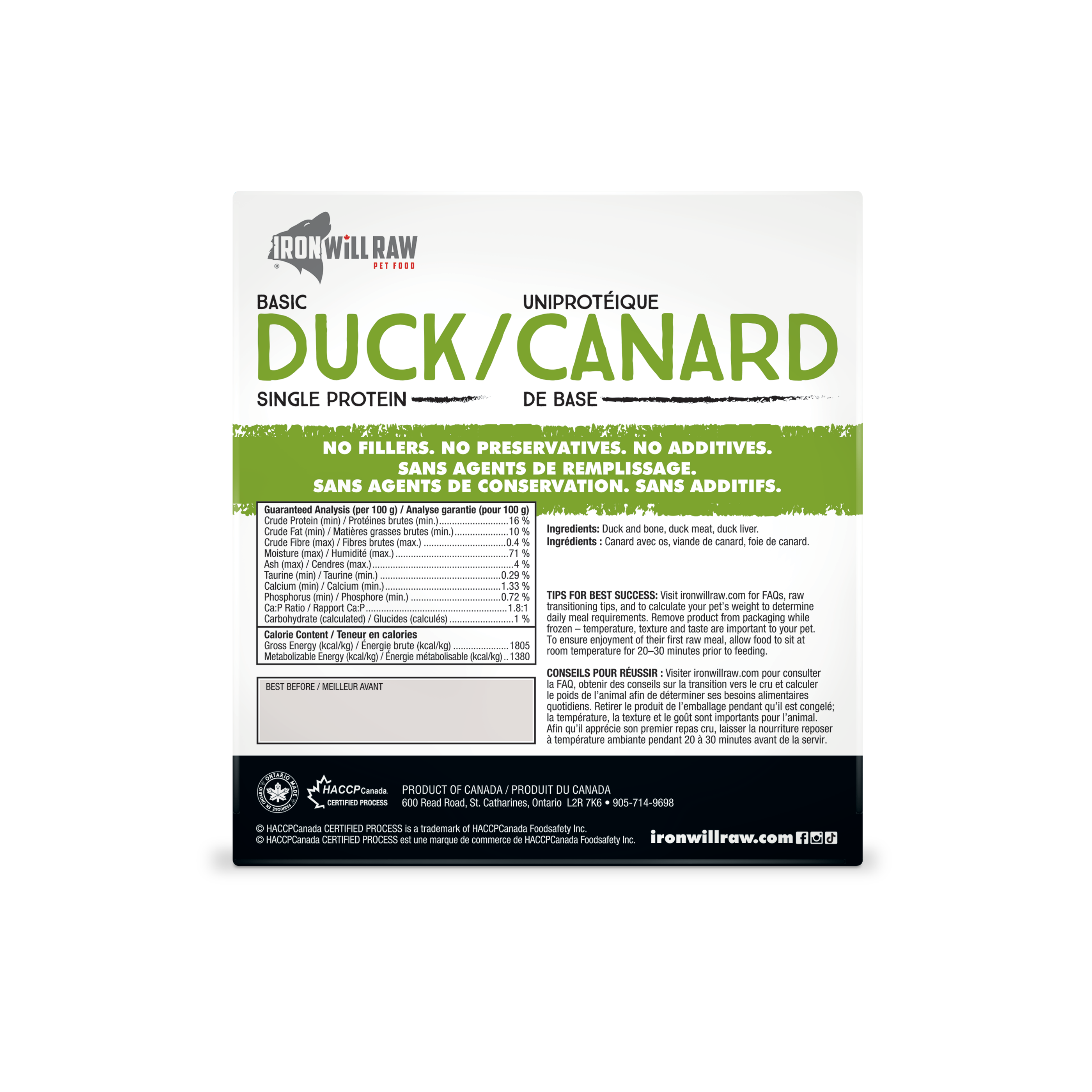 Instant Duck Base Basic Duck - 6 lb – Iron Will Raw Inc.
