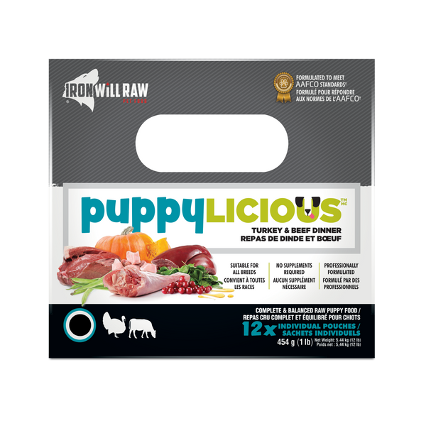 Puppylicious Turkey & Beef Dinner 12 lb Iron Will Raw Inc.